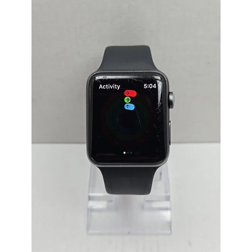 Apple Watch Series 3 42mm GPS Space Gray Aluminum Black Sport Band A1859 MTF32LL
